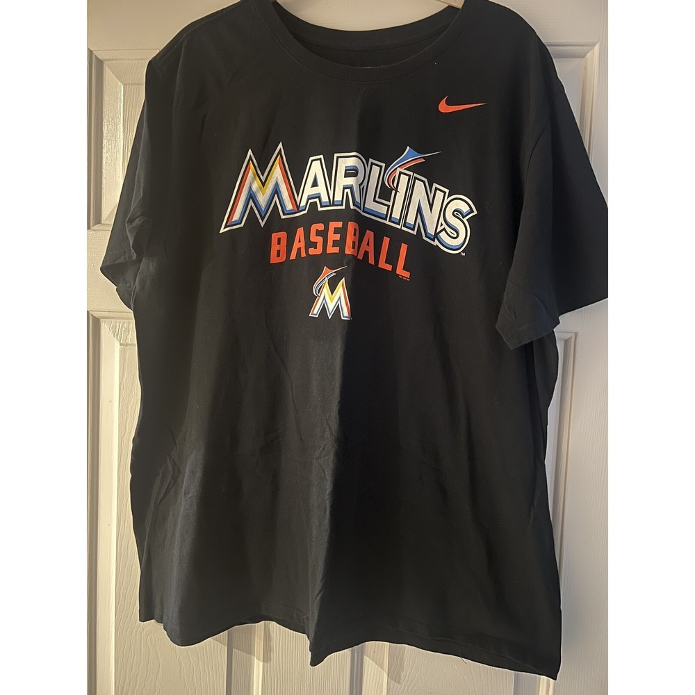 Nike Marlins Baseball T Tee Shirt Men's  XXL 2xl Black Short Sleeve Multicolor